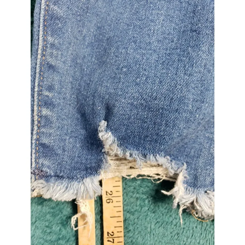 Loft Jeans Size 12 Women Blue Pants Denim Stretch Fray Hem Mid Rise Curvy Skinny